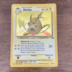 Pokemon Raichu Fossil 14/62 Holo Rare 90 HP Stage 1 Unlimited English Card - Image 1