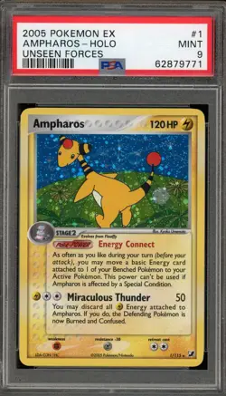 Pokemon Ampharos EX Unseen Forces Holo Rare #1 PSA 9 Mint - Image 1
