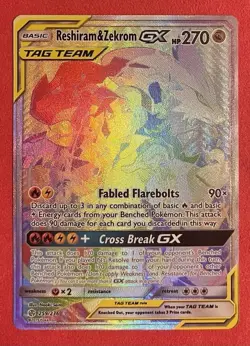 Pokemon TCG Reshiram & Zekrom GX (Secret) 259/236 Sm-Cosmic Eclipse Holo - LP/NM - Image 1