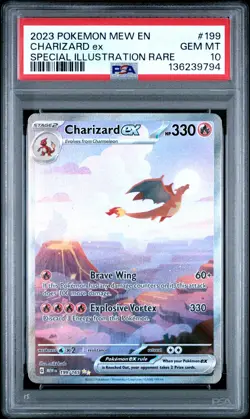 2023 POKEMON MEW EN-151 SPECIAL ILLUSTRATION RARE #199 CHARIZARD EX PSA 10 - Image 1