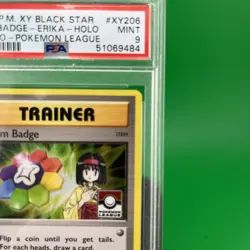 2016 POKEMON XY BLACK STAR PROMO POKEMON LEAGUE GYM BADGE-ERIKA-HOLO PSA 9 - Image 4