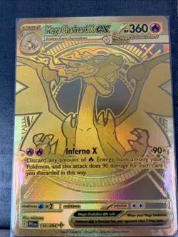 Gold Mega Charizard X EX 130/94. (Hyper Rare) PhantasmalFlames English Pokemon - Image 4