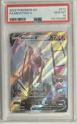 2022 Pokemon GO #072 FA/ Mewtwo V PSA 10 GEM MINT - Image 1