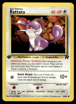 Pokemon TCG Team Rocket 1st Edition #66/82 Rattata LP+ - Image 1