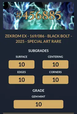 Pokemon TCG Zekrom Ex 169/86 SAR Black Bolt Japanese Ace 10- Perfect sub grades! - Image 4