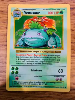 NM! Shadowless Venusaur (15/102) Base Set Holo Pokemon Card! FAST P&P! - Image 1