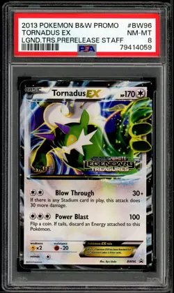PSA 8 Legendary Treasures Prerelease STAFF Tornadus EX BW96 Pokemon Cards 2013🔥 - Image 1