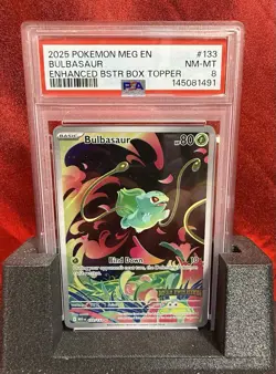 2025 Pokemon Mega Evolution #133 Bulbasaur Box Topper PSA 8 - Image 1