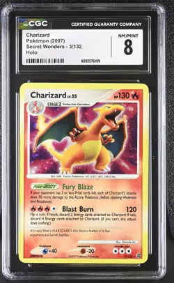 CGC 8 Charizard 2007 Secret Wonders 3/132 Holo Pokemon Card - Image 1