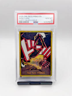 One Piece English Gold DON!! Card (Gear 4 Luffy) The Best Vol. 2 PSA 10 *Pop 17* - Image 1