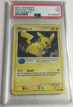 2007 Pokemon VERY RARE POP Series 6 Promo PSA 7 Pikachu Holo #9 FRESHLY GRADED - Image 1