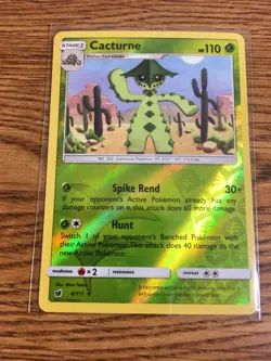 Cacturne 6/111 Sun & Moon Crimson Invasion Reverse Holo Rare Pokemon Card TCG - Image 1