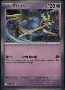 Zacian Pre-Release Stamped Promo Phantasmal Flames Pokemon Card NM - Image 1
