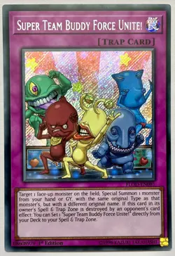 FLOD-EN081 Super Team Buddy Force Unite! - Secret Rare 1st Ed Lightly Played - Image 1