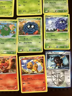 Pokemon Trading Card Lot Grass Energy Fire Tangela Swadloon Bulbasaur Growlithe - Image 3