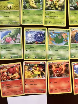 Pokemon Trading Card Lot Grass Energy Fire Tangela Swadloon Bulbasaur Growlithe - Image 4