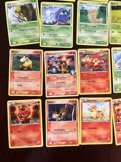 Pokemon Trading Card Lot Grass Energy Fire Tangela Swadloon Bulbasaur Growlithe - Image 5