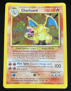 Pokemon TCG Charizard Base Set Holo Unlimited Rare Card 4/102 - Image 1