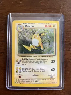Pokemon Raichu Base Set Holo Rare 80 HP 14/102 Wizards of the Coast English Card - Image 1