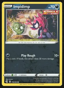 SWSH08: Fusion Strike Impidimp #176/264 Common Pokemon Card - Image 1