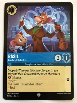 Disney Lorcana Shimmering Skies Basil Practiced Detective 153/204 NM - Image 1