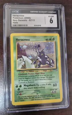 PSA 6 EX-MT Heracross Neo Genesis Holo Rare Pokemon Card 6/111 - Image 1