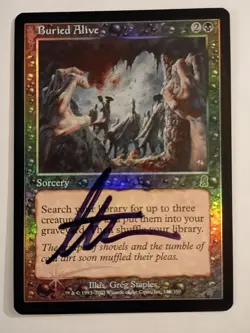 Magic The Gathering - 1x Signed Foil Buried Alive (mtg) Odyssey - Image 1