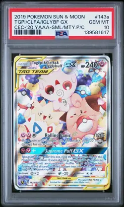 TOGEPI & CLEFFA & IGGLYBUFF GX 143A/236 PSA 10 COSMIC ECLIPSE TAG TEAM ENGLISH - Image 1