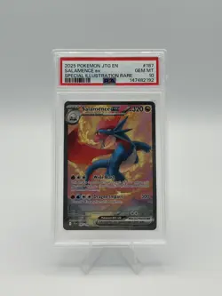 2025 POKEMON JOURNEY TOGETHER SPECIAL ILLUSTRATION RARE #187 SALAMENCE EX PSA 10 - Image 1