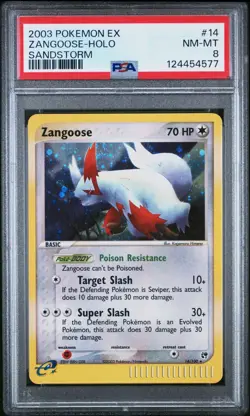 Pokemon Zangoose EX Sandstorm Holo Rare #14 PSA 8 Mint - Image 1