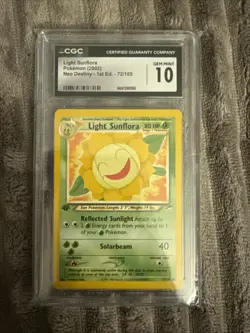 2002 Pokemon Neo Destiny 1st Edition #72 Light Sunflora CGC 10 Gem Mint - Image 1