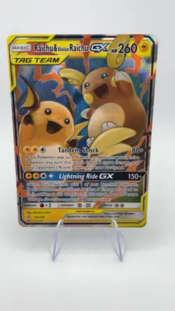 2019 Pokemon Sun Moon Cosmic Eclipse Raichu Alolan Raichu GX FA #54/236 NM - Image 1