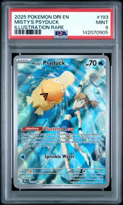 2025 POKEMON DRI EN-DESTINED RIVALS ILLUSTRATION RARE #193 MISTY'S PSYDUCK PSA 9 - Image 1