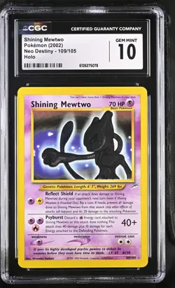 CGC 10 GEM MINT Shining Mewtwo 2002 Neo Destiny 109/105 Holo Pokemon Card - Image 1
