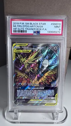 2019 POKEMON SM BLACK STAR PROMO FULL ART/MOLTRES & ZAPDOS & ARTICUNO GX PSA 9 - Image 1