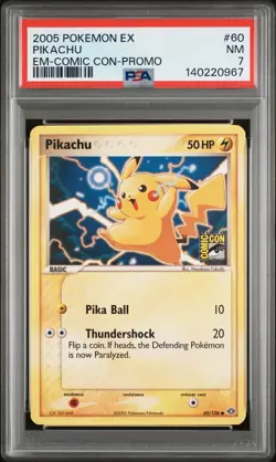 2005 POKEMON EX EMERALD COMIC CON-PROMO #60 PIKACHU PSA 7 - Image 1