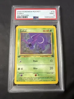 2000 Pokemon 1st Edition Rocket #70 Zubat PSA 9 Mint - Image 1
