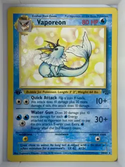 Pokemon Vaporeon Jungle Rare 1st Edition Regular 80 HP 28/64 1999 - Image 1