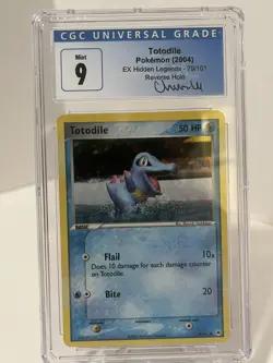 2004 Pokemon EX Hidden Legends Totodile Reverse Holo 79/101 CGC9 Mint Chumlee - Image 1