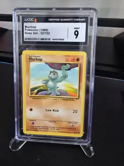 Pokemon TCG Machop Base Set 1999 CGC 9 Graded 52/102 - Image 1