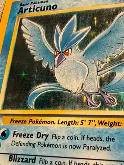 Articuno Pokemon Fossil 2/62 Holo Unlimited ERROR Additional White Ink - Image 2