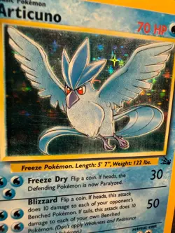 Articuno Pokemon Fossil 2/62 Holo Unlimited ERROR Additional White Ink - Image 3