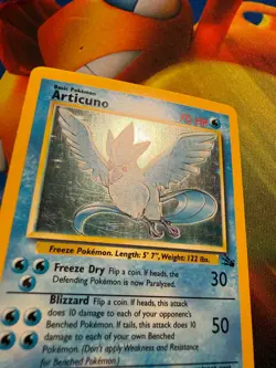 Articuno Pokemon Fossil 2/62 Holo Unlimited ERROR Additional White Ink - Image 4