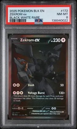 2025 ZEKROM ex PSA 8 Black White RARE Pokemon Black Bolt 172/086 #172 NM-MT EN - Image 1