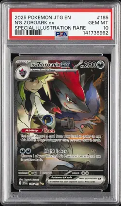 2025 POKEMON JTG EN-JOURNEY TOGETHER #185 N'S ZOROARK EX PSA 10 - Image 1