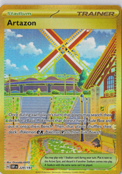 Artazon Gold 229/197 Obsidian Flames OBF Hyper Rare Full Art NM Pokemon Card - Image 1