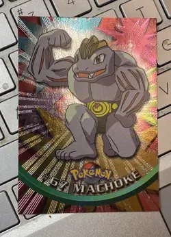 1999 Topps Pokemon Machoke #67 Holo Foil Card Black Logo nm condition - Image 1