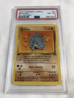 1999 POKEMON JUNGLE #61 RHYHORN 1ST EDITION NM-MT PSA 8 - Image 1