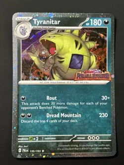 TYRANITAR 135/193 RARE COSMOS HOLO WITH SWIRL POKEMON PALDEA EVOLVED STAMPED NM - Image 5