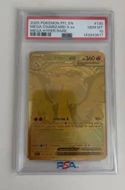 Mega Charizard X ex GEM MT Mega Hyper Rare PSA 10 2025 Pokemon PFL EN #130 - Image 1